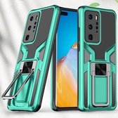 Voor Huawei P40 Pro Armor 2 in 1 PC + TPU magnetisch schokbestendig hoesje met opvouwbare houder (groen)