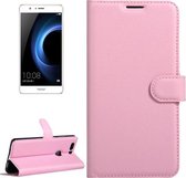 Voor Huawei Honor V8 Litchi Texture Horizontale Flip Leren Case met Magnetische Gesp & Houder & Kaartsleuven & Portemonnee (Roze)