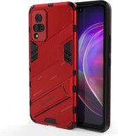 Voor vivo V21 Punk Armor 2 in 1 PC + TPU schokbestendig hoesje met onzichtbare houder (rood)