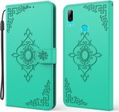 For Honor 20i / Honor 10 Lite Reliëf Fortune Flower Pattern Horizontale Flip Leren Case met Houder & Kaartsleuf & Portemonnee & Lanyard (Groen)