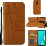 Voor OPPO A9 2020 Stiksels Kalfsstructuur Gesp Horizontale Flip Leren Case met Houder & Kaartsleuven & Portemonnee & Lanyard (Geel)