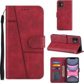 Stiksels Kalfsstructuur Gesp Horizontale Flip Leren Case met Houder & Kaartsleuven & Portemonnee & Lanyard Voor iPhone 11 (Rood)