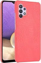 Voor Samsung Galaxy A32 4G Europese versie Schokbestendige krokodiltextuur pc + PU-hoes (rood)