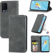 Voor OPPO A54 4G Retro Skin Feel Business Magnetische Horizontale Flip Leren Case Met Houder & Kaartsleuven & Portemonnee & Fotolijst (Grijs)