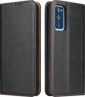 Voor Samsung Galaxy A52 5G Fierre Shann PU Lederen Textuur Horizontale Flip Lederen Case met Houder & Kaartsleuven & Portemonnee (Zwart)