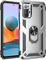 Voor Geschikt voor Xiaomi Redmi Note 10 Pro / Note 10 Pro Max schokbestendige TPU + pc-beschermhoes met 360 graden roterende houder (zilver)