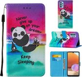 Voor Samsung Galaxy A32 4G (EU-versie) Cross Texture Painting Pattern Horizontale Flip Leather Case met houder & kaartsleuven & portemonnee & Lanyard (Sleeping Panda)