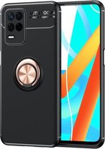 Voor OPPO Realme V13 5G metalen ringhouder 360 graden roterende TPU-hoes (zwart + roségoud)