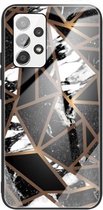 Voor Samsung Galaxy A32 4G (EU-versie) Abstract Marble Pattern Glass beschermhoes (Rhombus Black)