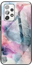 Voor Samsung Galaxy A52 5G / 4G Abstract Marble Pattern Glass beschermhoes (Abstract Multicolor)