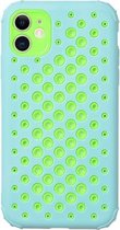 Candy Color Mesh-warmteafvoer TPU-beschermhoes voor iPhone 12 (lichtblauw)