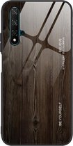 Voor Huawei Honor 20 houtnerf gehard glas + TPU schokbestendig hoesje (M01)