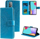 Voor Samsung Galaxy A72 5G / 4G Totem Bloem Reliëf Horizontale Flip TPU + PU Lederen Case met Houder & Kaartsleuven & Portemonnee (Blauw)