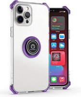 Hyun Shadow Hoogtransparante anti-val TPU beschermhoes met ringbeugel voor iPhone 11 Pro (paars)