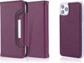 Litchi Texture Horizontale Flip Buckle Afneembare Magnetische PU Leather Case met Kaartsleuven & Portemonnee & Fotolijst Voor iPhone 11 Pro Max (Paars)