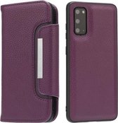 Voor Samsung Galaxy S20 Litchi Textuur Horizontale Flip Gesp Afneembare Magnetische PU Lederen Case met Kaartsleuven & Portemonnee & Fotolijst (Paars)