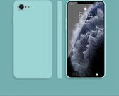Effen kleur imitatie vloeibare siliconen rechte rand valbestendige volledige dekking beschermhoes voor iPhone SE 2020/8/7 (hemelsblauw)