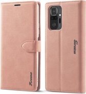 Voor Xiaomi Redmi K40 Pro Forwenw F1 Serie Mat Sterk Magnetisme Horizontale Flip Leren Case met Houder & Kaartsleuven & Portemonnee & Fotolijst (Rose Goud)