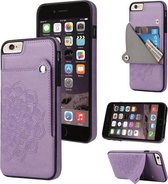 Reliëfpatroon PU + TPU beschermhoes met houder & portemonnee & kaartsleuven voor iPhone 6 Plus & 6s Plus (paars)