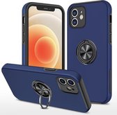 PC + TPU schokbestendige magnetische beschermhoes met onzichtbare ringhouder voor iPhone 12 mini (blauw)