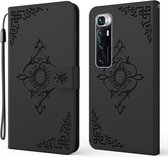 Voor Xiaomi Mi 10 Ultra Reliëf Fortune Bloempatroon Horizontale Flip Leren Case met Houder & Kaartsleuf & Portemonnee & Lanyard (Zwart)