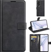 Voor Huawei P50 Retro Kalfspatroon Gesp Horizontale Flip Leren Case met Houder & Kaartsleuven & Portemonnee (Zwart)