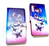 Samsung Galaxy S21 Plus/ S30 Plus Vlinder Roze Bloem Hoesje Book Case Hoes Cover Portemonnee - Samsung S21 Plus/ S30 Plus Hoes Wallet Case Hoesje