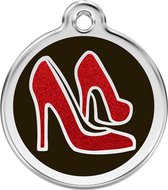 Red Shoe Black glitter hondenpenning medium/gemiddeld dia. 3 cm RedDingo