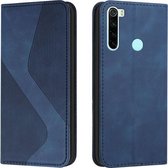 Voor Xiaomi Redmi Note 8T Skin Feel Magnetisch S-type Effen Kleur Horizontale Flip Lederen Case met Houder & Kaartsleuf & Portemonnee (Blauw)