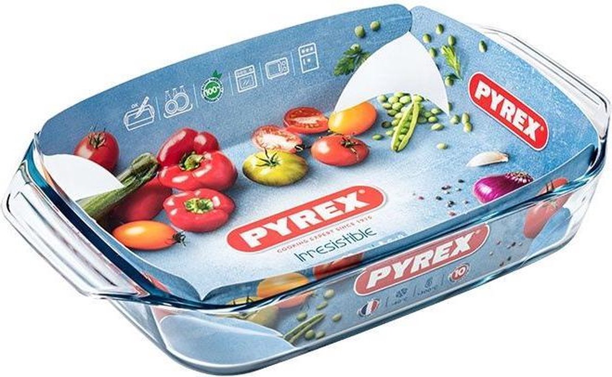 Pyrex Rechthoekige Ovenschaal met grepen - Borosilicaatlas - 39 x 25 cm