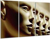 GroepArt - Schilderij -  Gezichten - Wit, Bruin, Zwart - 120x80cm 3Luik - 6000+ Schilderijen 0p Canvas Art Collectie