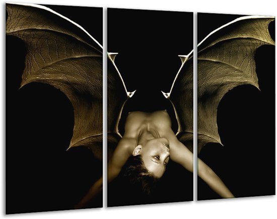 GroepArt - Schilderij -  Lichaam - Zwart, Wit, Grijs - 120x80cm 3Luik - 6000+ Schilderijen 0p Canvas Art Collectie