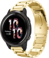 Stalen Smartwatch bandje - Geschikt voor  Garmin Venu 2 stalen band - 45mm - goud - Strap-it Horlogeband / Polsband / Armband