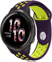 Siliconen Smartwatch bandje - Geschikt voor  Garmin Venu 2 sport bandje - 45mm - paars/groen - Strap-it Horlogeband / Polsband / Armband