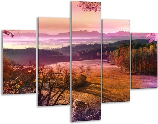 Peinture sur verre Paysage | Orange, violet, gris | 100x70cm 5Liège | Tirage photo sur verre |  F005925