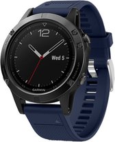 Siliconen Smartwatch bandje - Geschikt voor  Garmin Fenix 5 / 6 siliconen bandje - donkerblauw - Horlogeband / Polsband / Armband