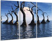 Arbres de peinture sur verre | Bleu, blanc, gris | 120x80cm 3 Liège | Tirage photo sur verre | F000307