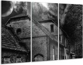 Glasschilderij Gebouw - Grijs, Zwart, Wit - 120x80cm 3Luik - Foto Op Glas - Geen Acrylglas Schilderij - GroepArt 6000+ Glas Art Collectie - Maatwerk Mogelijk