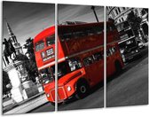 Glasschilderij Londen - Rood, Zwart, Grijs - 120x80cm 3Luik - Foto Op Glas - Geen Acrylglas Schilderij - GroepArt 6000+ Glas Art Collectie - Maatwerk Mogelijk