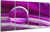 GroepArt - Glasschilderij - Druppels - Paars, Wit - 160x80cm 4Luik - Foto Op Glas - Geen Acrylglas Schilderij - 6000+ Glasschilderijen Collectie - Wanddecoratie