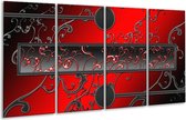 GroepArt - Glasschilderij - Modern - Rood, Zwart, Grijs - 160x80cm 4Luik - Foto Op Glas - Geen Acrylglas Schilderij - 6000+ Glasschilderijen Collectie - Wanddecoratie