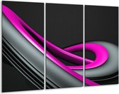 Glasschilderij Modern - Roze, Grijs, Zwart - 120x80cm 3Luik - Foto Op Glas - Geen Acrylglas Schilderij - GroepArt 6000+ Glas Art Collectie - Maatwerk Mogelijk