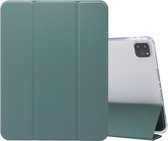 Voor iPad Pro 11 inch (2020) 3-vouw elektrisch geperst huidtextuur Horizontaal flip schokbestendig transparant TPU + PU lederen tas met houder & pennensleuf & slaap- / wekfunctie (