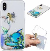 Voor iPhone XR 3D-patroon Transparant TPU-hoesje (zeemeermin)