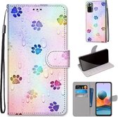Voor Xiaomi Redmi Note 10 Pro Max / Note 10 Pro Gekleurde tekening Cross Texture Horizontale flip PU lederen hoes met houder & kaartsleuven & portemonnee & lanyard (voetafdruk waterdruppels)
