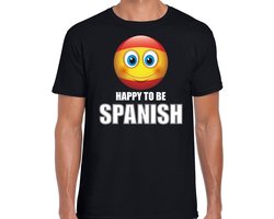 Spanje Happy to be Spanish landen t-shirt met emoticon - zwart - heren - Spanje landen shirt met Spaanse vlag - EK / WK / Olympische spelen outfit / kleding M