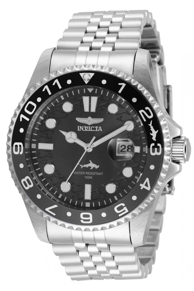 Invicta Pro Diver 35129 Heren Horloge - Waterdicht - Analoog - Quartz Uurwerk - Roestvrij Staal met zwarte Wijzerplaat - 43mm