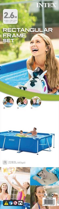 Zwembad - Frame Pool - 260 x 160 x 65 cm - Inclusief Solarzeil, Filterpomp & Filter - Frame Pool
