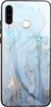Huawei P20 Lite Backcover - Groen - Marmer - Gehard Glas