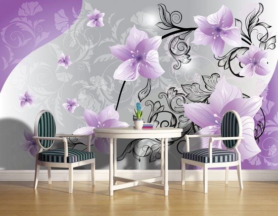 Violet | Photomural gris, revêtement mural